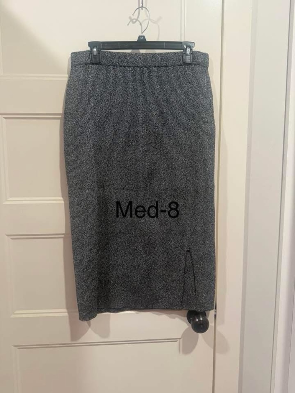 Classic Gray Knit Pencil Skirt - Unbranded